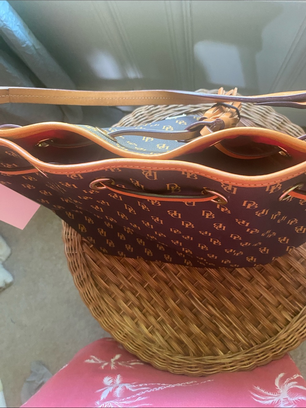 Dooney & Bourke dark brown Tote with Tan Trim and Tassel - Picture 5 of 7